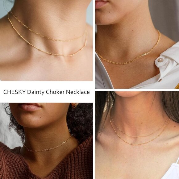 Stylish Gold Plated Choker Necklace with Lobster Clasp - Versatile Accessory - Picture 7 of 8